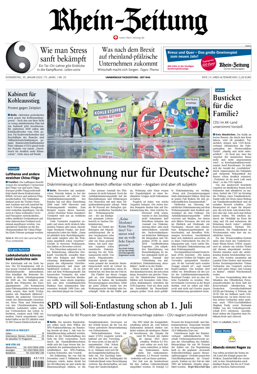 Rhein-Zeitung Kreis Altenkirchen vom Donnerstag, 30.01.2020