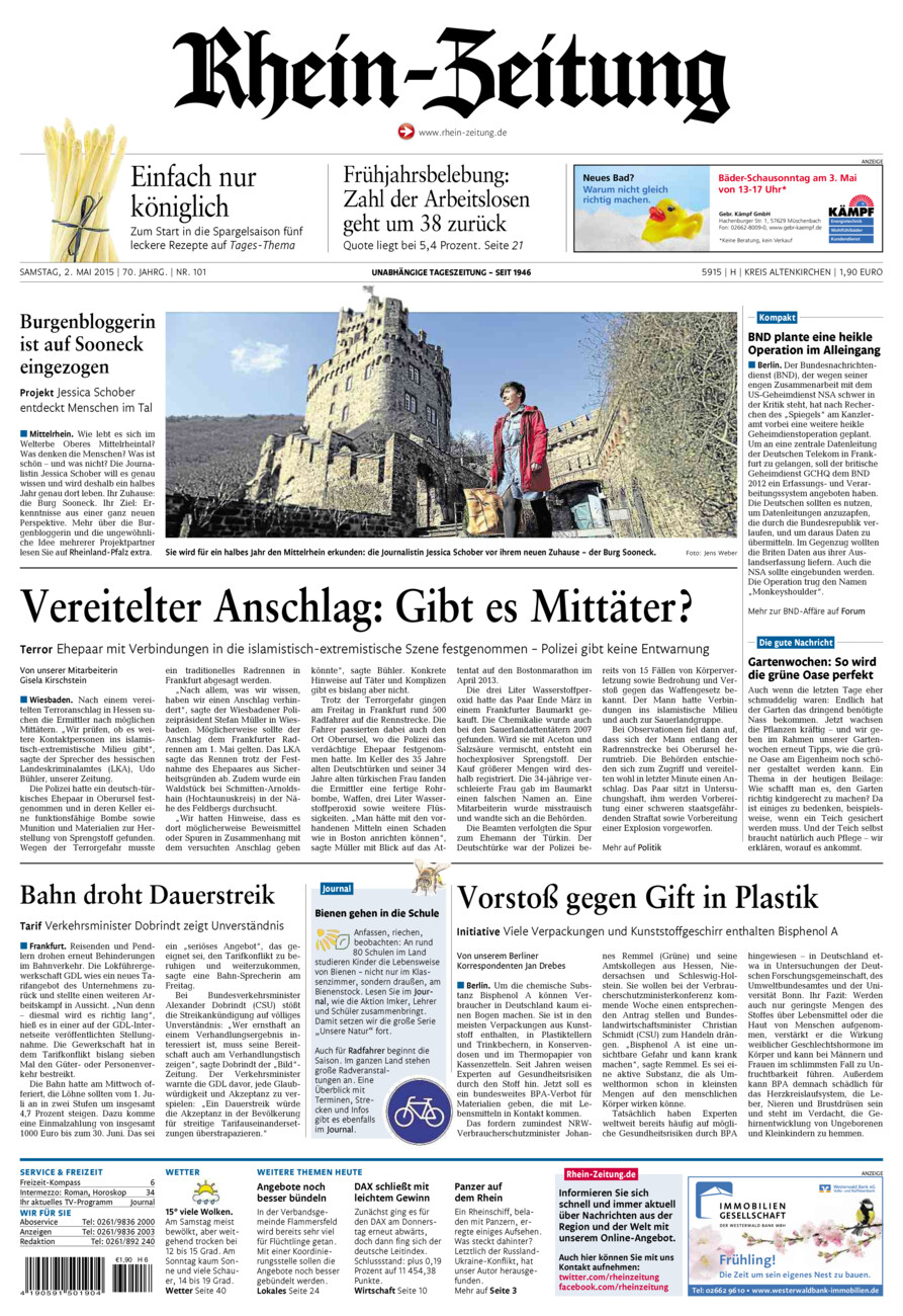 Rhein-Zeitung Kreis Altenkirchen vom Samstag, 02.05.2015