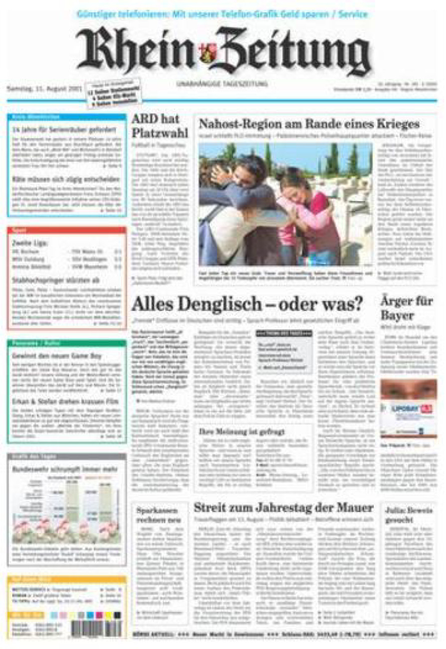 Rhein-Zeitung Kreis Altenkirchen vom Samstag, 11.08.2001