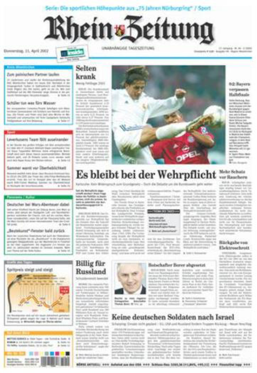 Rhein-Zeitung Kreis Altenkirchen vom Donnerstag, 11.04.2002