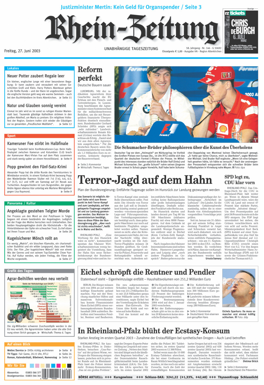 Rhein-Zeitung Kreis Altenkirchen vom Freitag, 27.06.2003