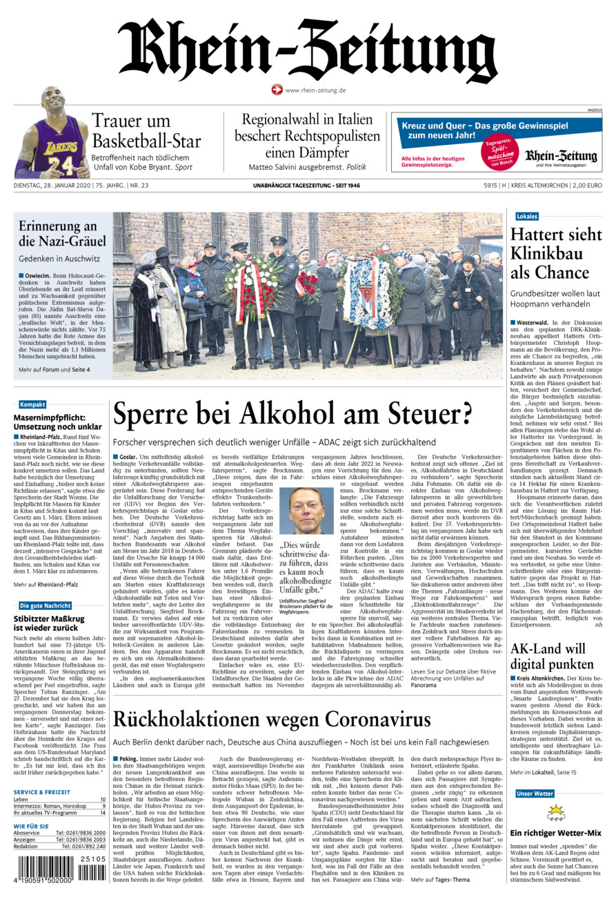 Rhein-Zeitung Kreis Altenkirchen vom Dienstag, 28.01.2020