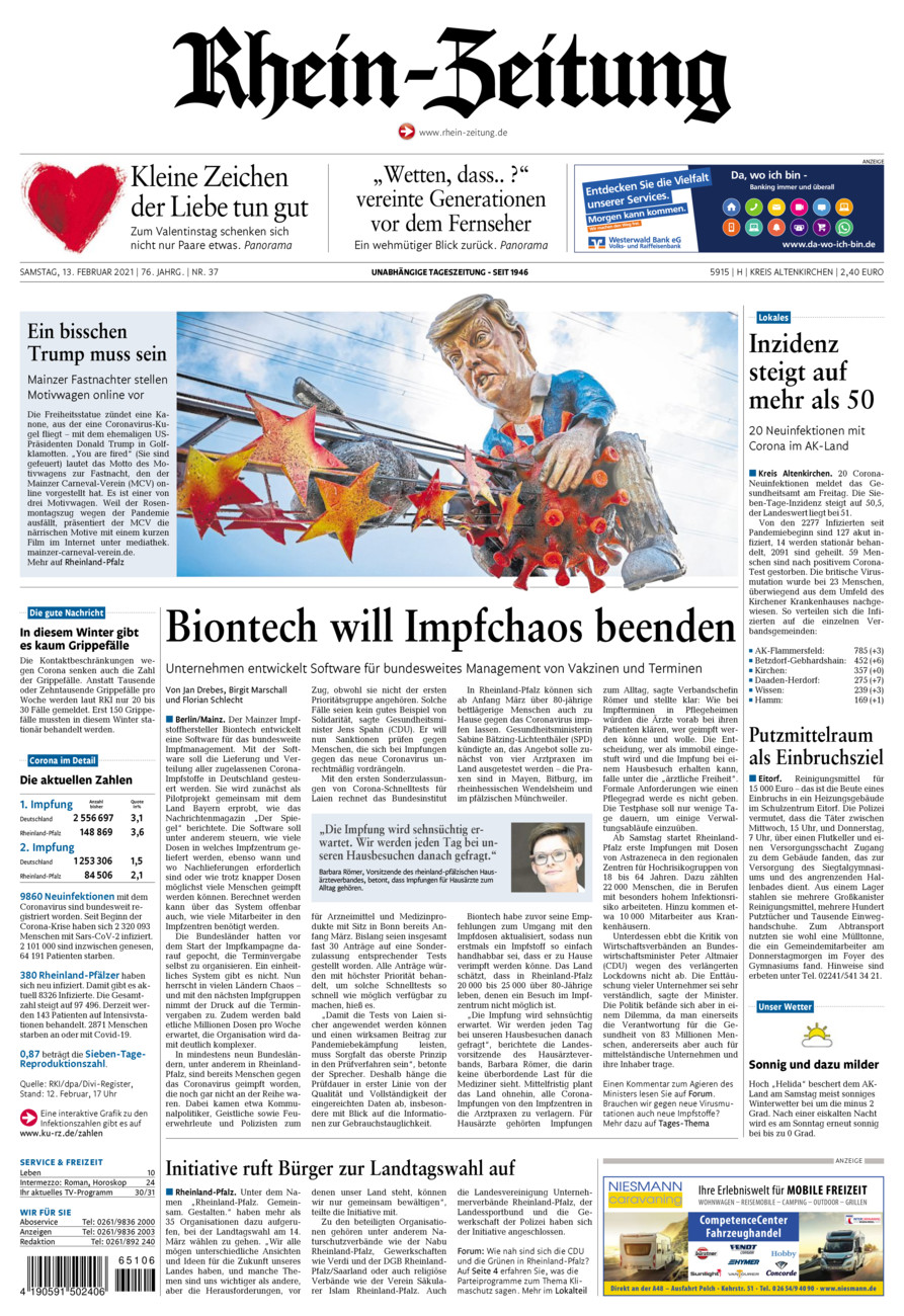 Rhein-Zeitung Kreis Altenkirchen vom Samstag, 13.02.2021