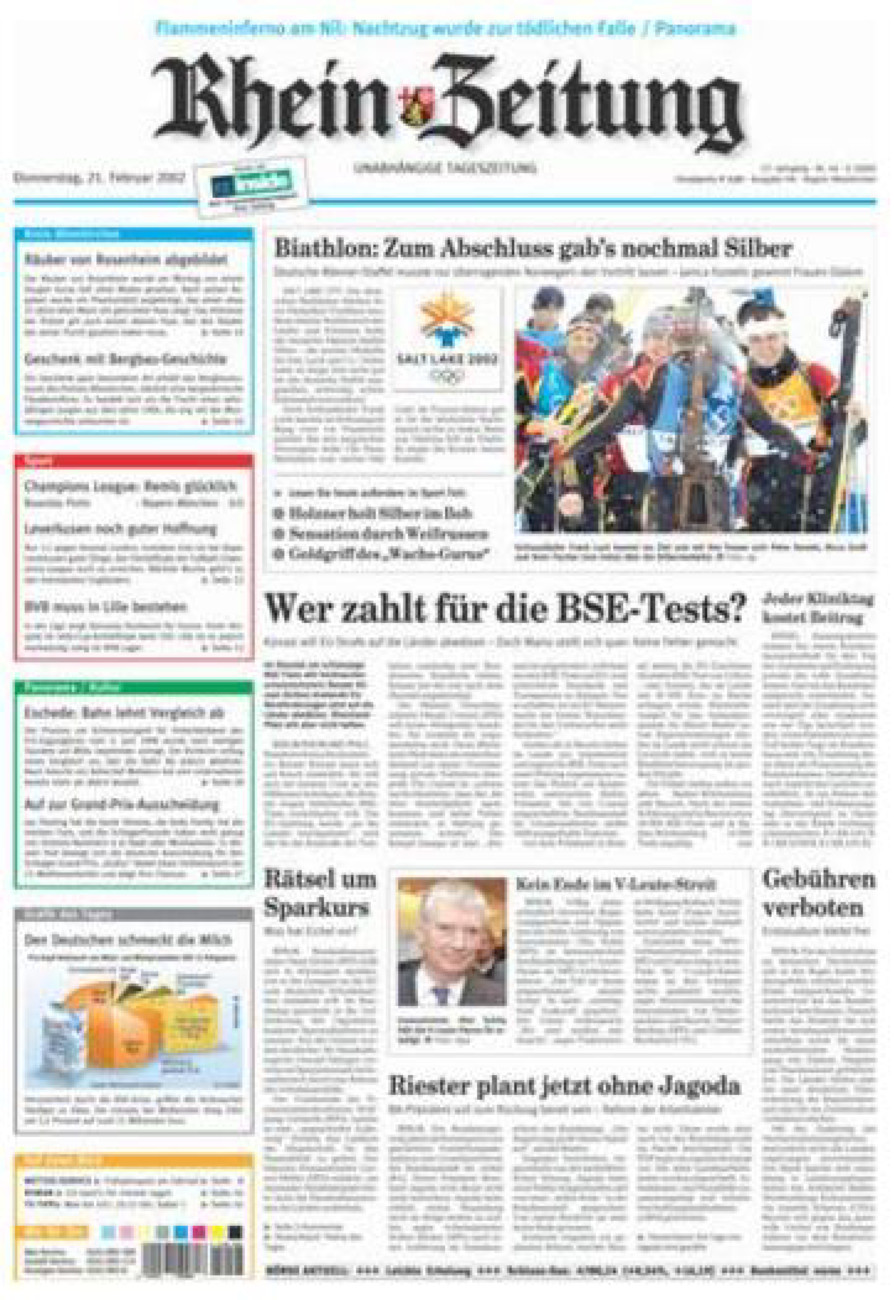 Rhein-Zeitung Kreis Altenkirchen vom Donnerstag, 21.02.2002