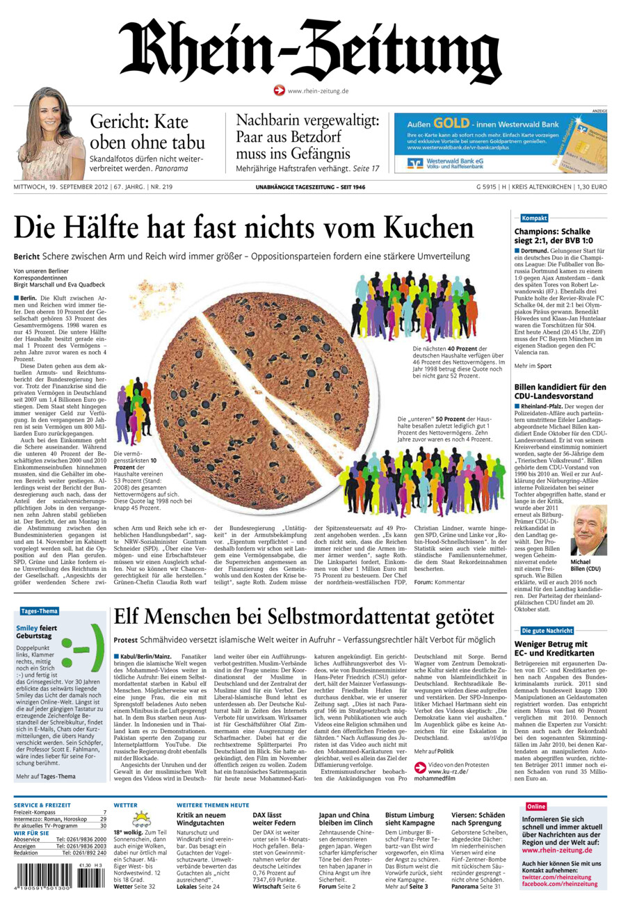 Rhein-Zeitung Kreis Altenkirchen vom Mittwoch, 19.09.2012