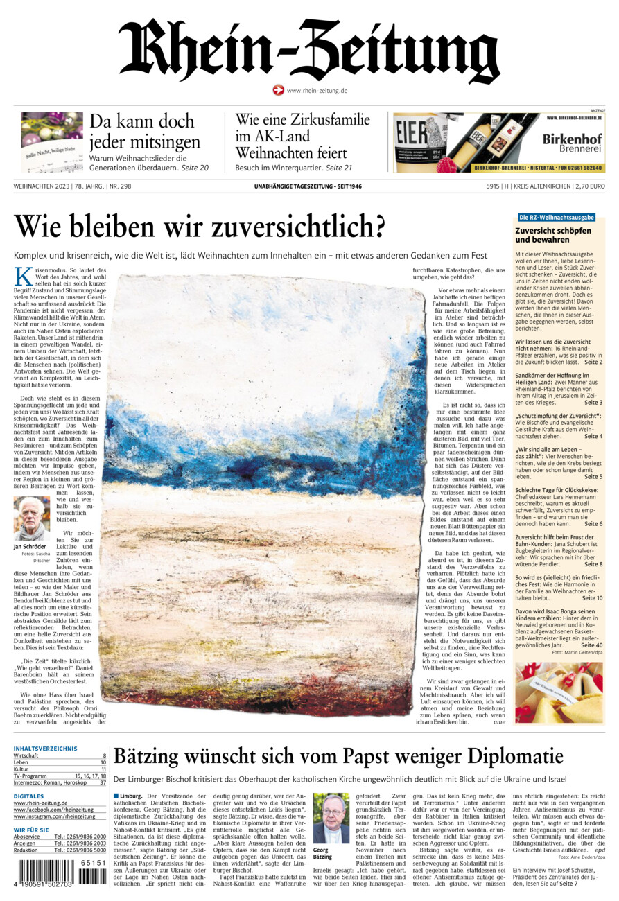 Rhein-Zeitung Kreis Altenkirchen vom Samstag, 23.12.2023