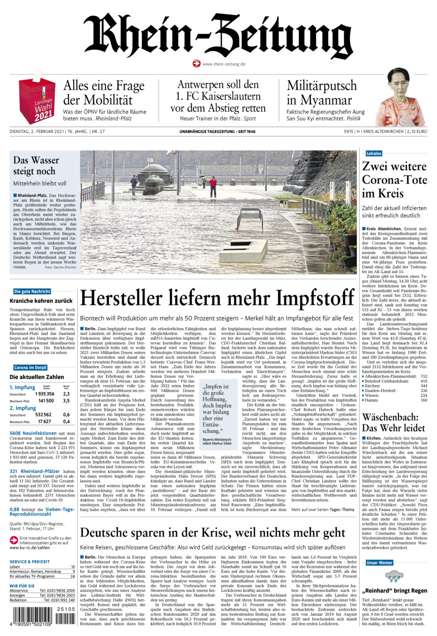 Rhein-Zeitung Kreis Altenkirchen vom Dienstag, 02.02.2021
