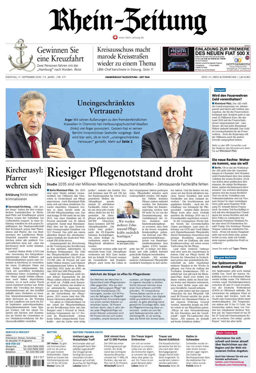 Rhein-Zeitung Kreis Altenkirchen vom Dienstag, 11.09.2018