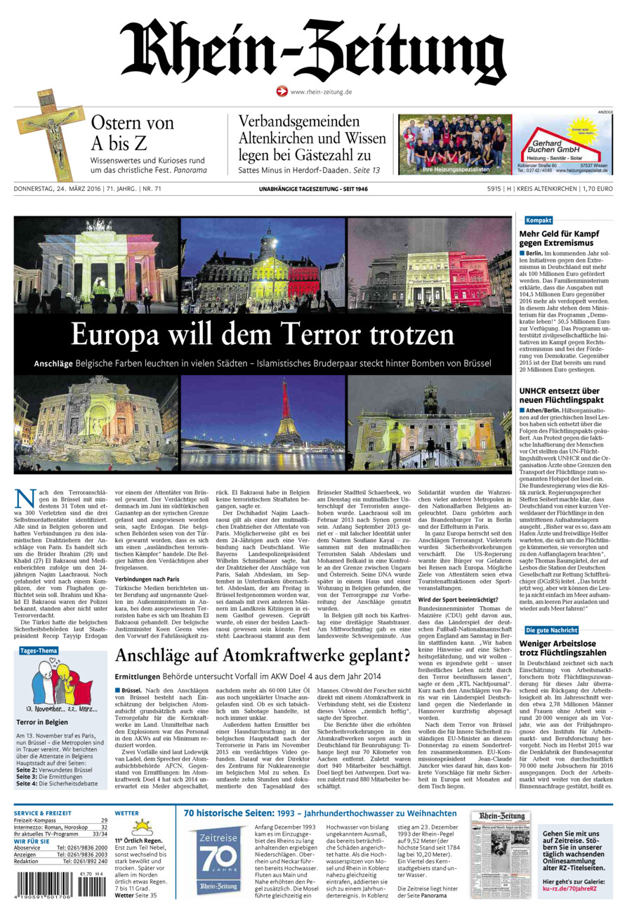 Rhein-Zeitung Kreis Altenkirchen vom Donnerstag, 24.03.2016