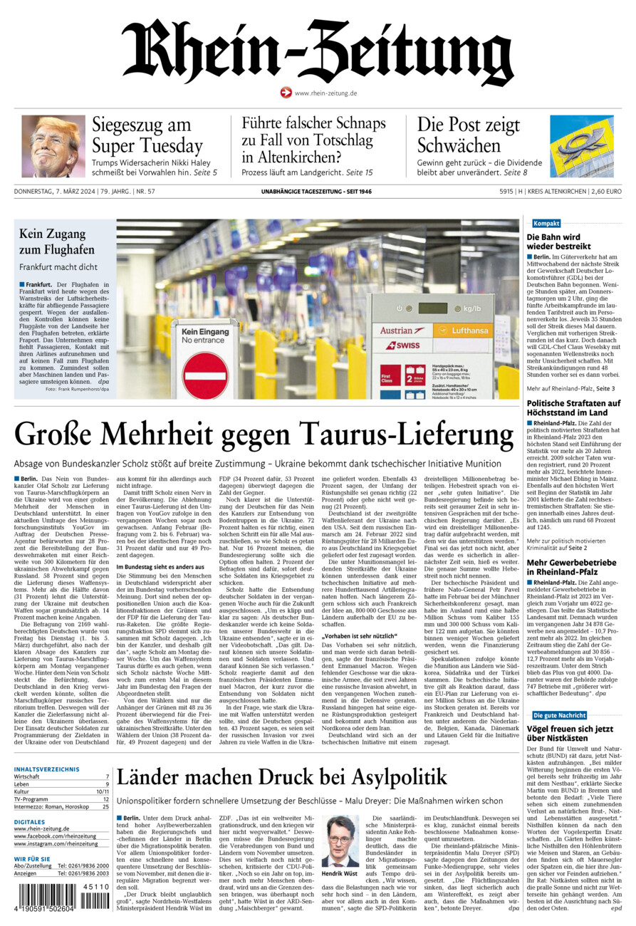 Rhein-Zeitung Kreis Altenkirchen vom Donnerstag, 07.03.2024