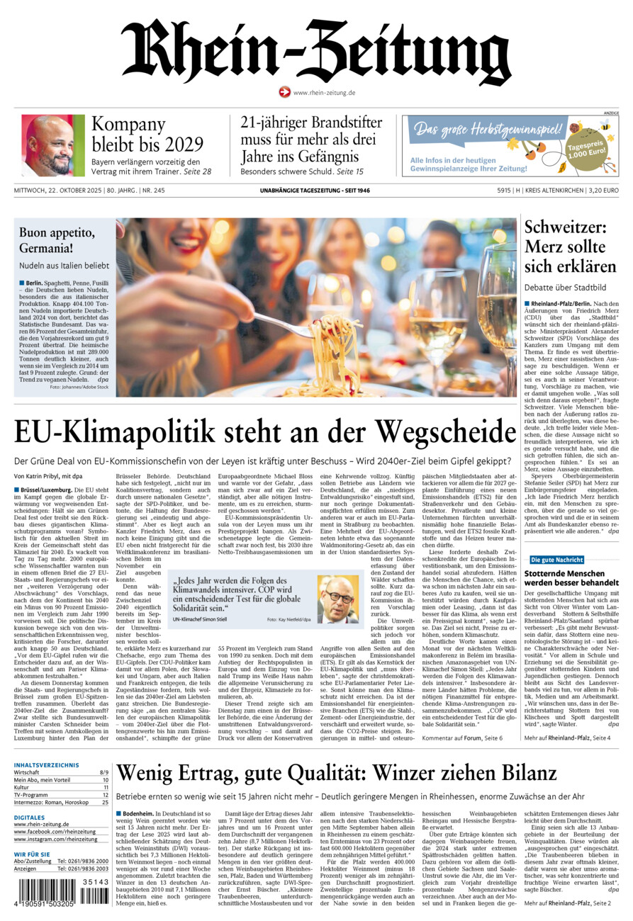 Rhein-Zeitung Kreis Altenkirchen vom Mittwoch, 22.10.2025