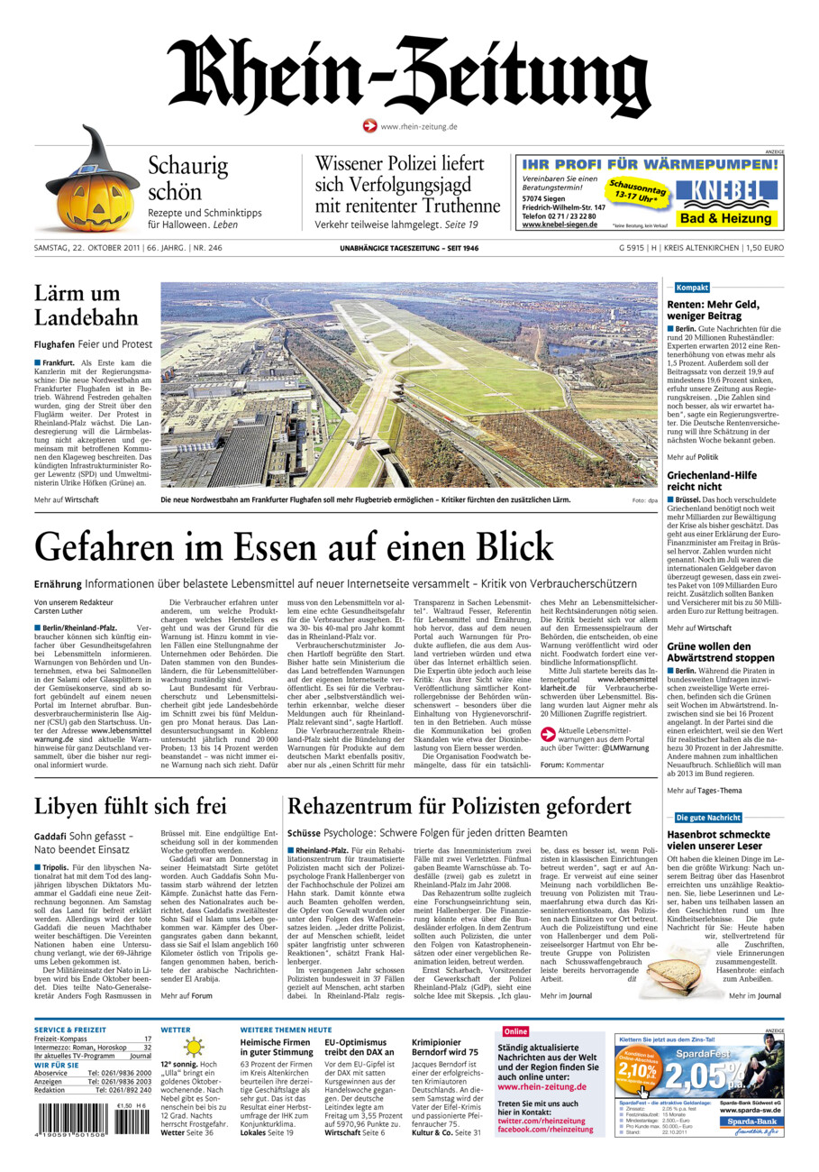 Rhein-Zeitung Kreis Altenkirchen vom Samstag, 22.10.2011