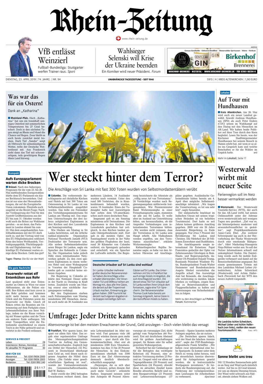 Rhein-Zeitung Kreis Altenkirchen vom Dienstag, 23.04.2019