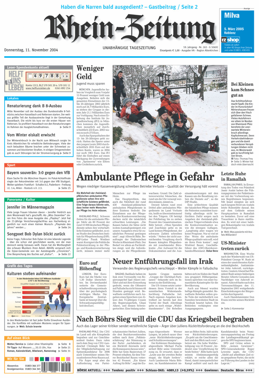 Rhein-Zeitung Kreis Altenkirchen vom Donnerstag, 11.11.2004