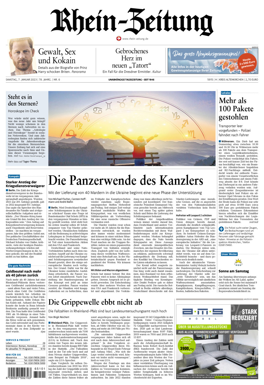Rhein-Zeitung Kreis Altenkirchen vom Samstag, 07.01.2023