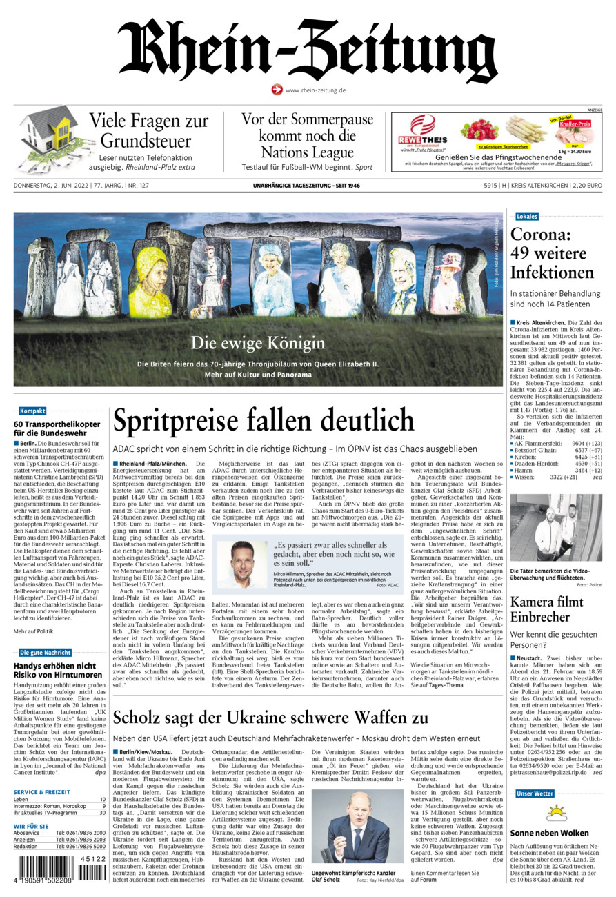 Rhein-Zeitung Kreis Altenkirchen vom Donnerstag, 02.06.2022