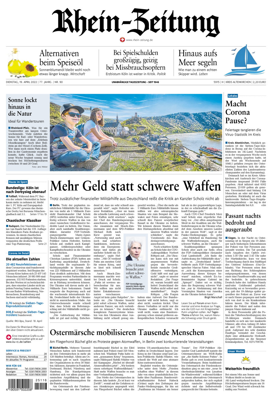 Rhein-Zeitung Kreis Altenkirchen vom Dienstag, 19.04.2022