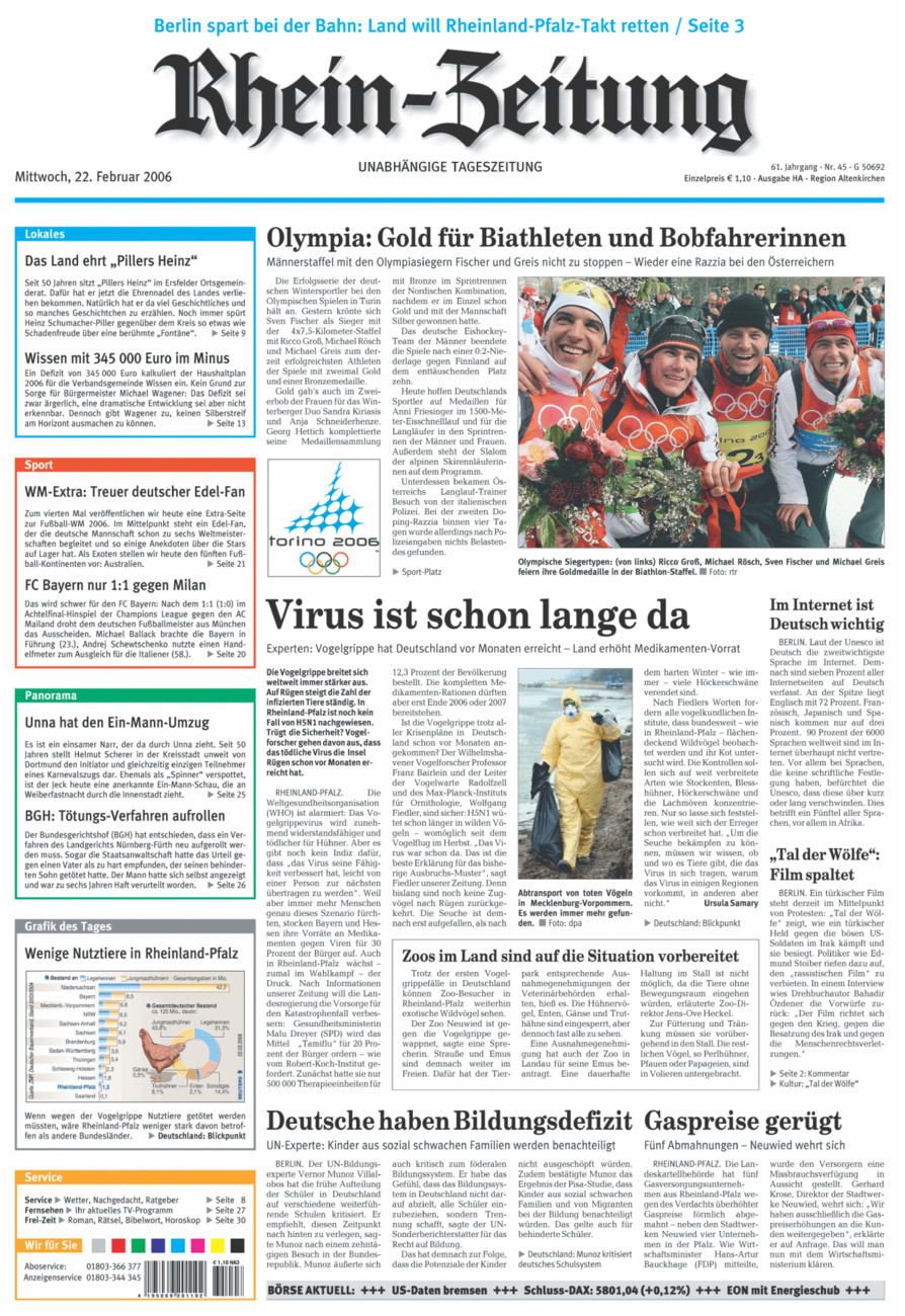 Rhein-Zeitung Kreis Altenkirchen vom Mittwoch, 22.02.2006