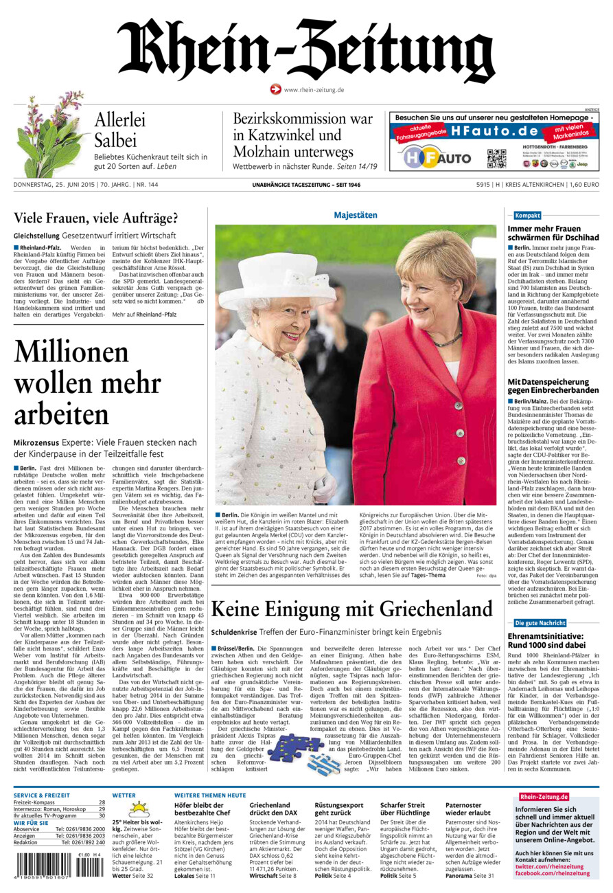 Rhein-Zeitung Kreis Altenkirchen vom Donnerstag, 25.06.2015