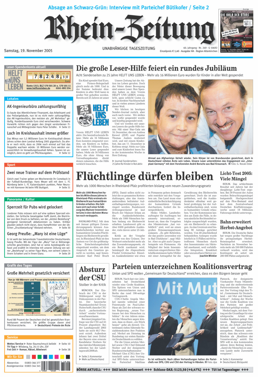 Rhein-Zeitung Kreis Altenkirchen vom Samstag, 19.11.2005