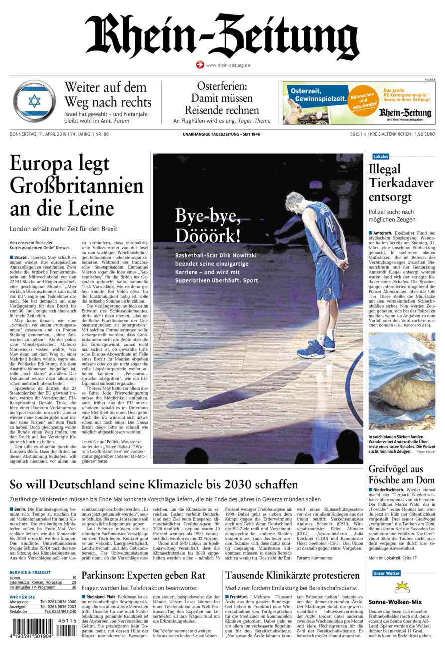 Rhein-Zeitung Kreis Altenkirchen vom Donnerstag, 11.04.2019