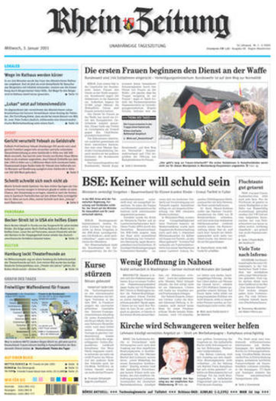Rhein-Zeitung Kreis Altenkirchen vom Mittwoch, 03.01.2001
