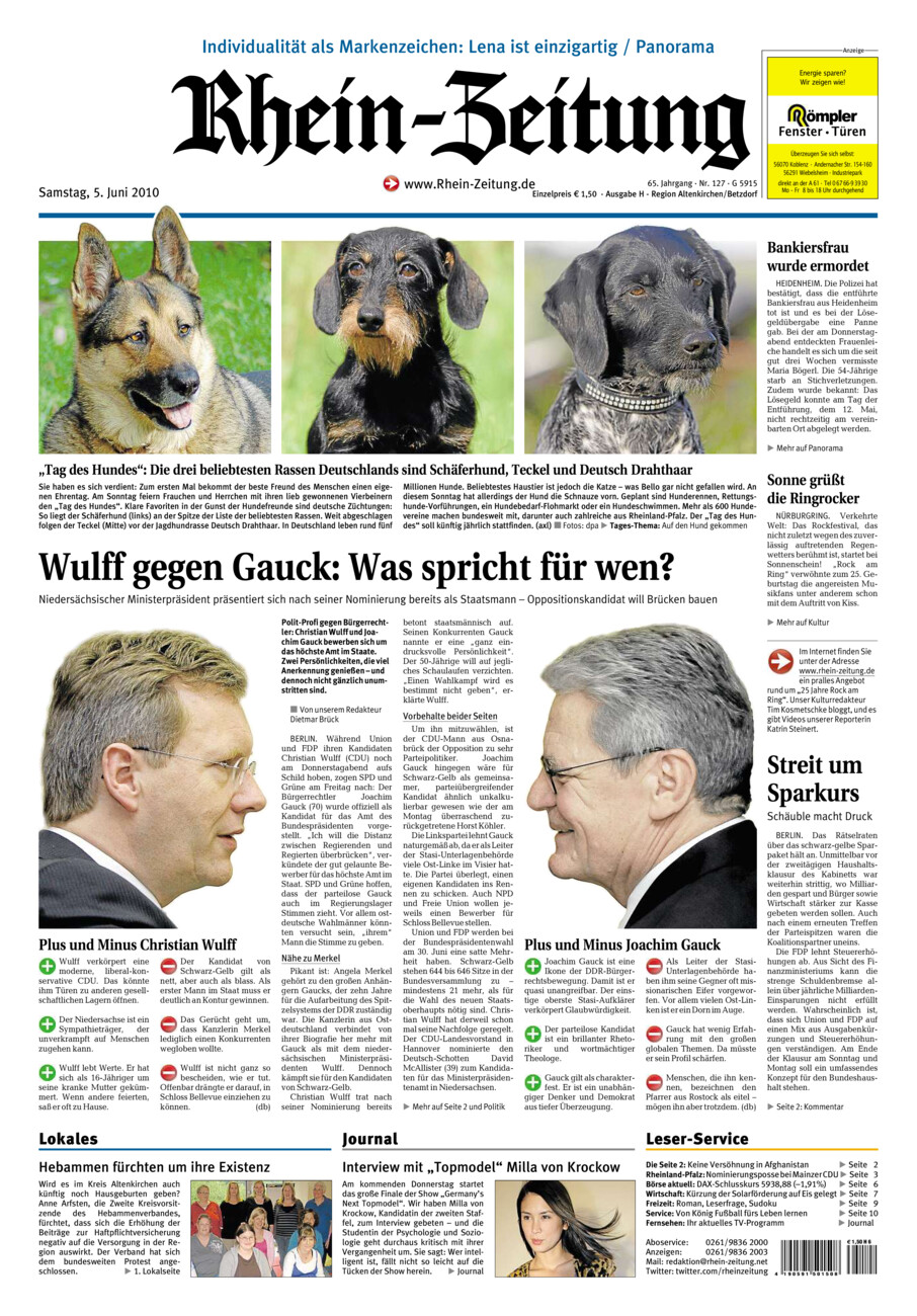 Rhein-Zeitung Kreis Altenkirchen vom Samstag, 05.06.2010