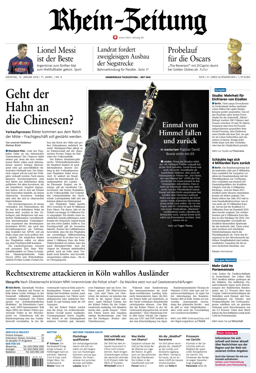 Rhein-Zeitung Kreis Altenkirchen vom Dienstag, 12.01.2016