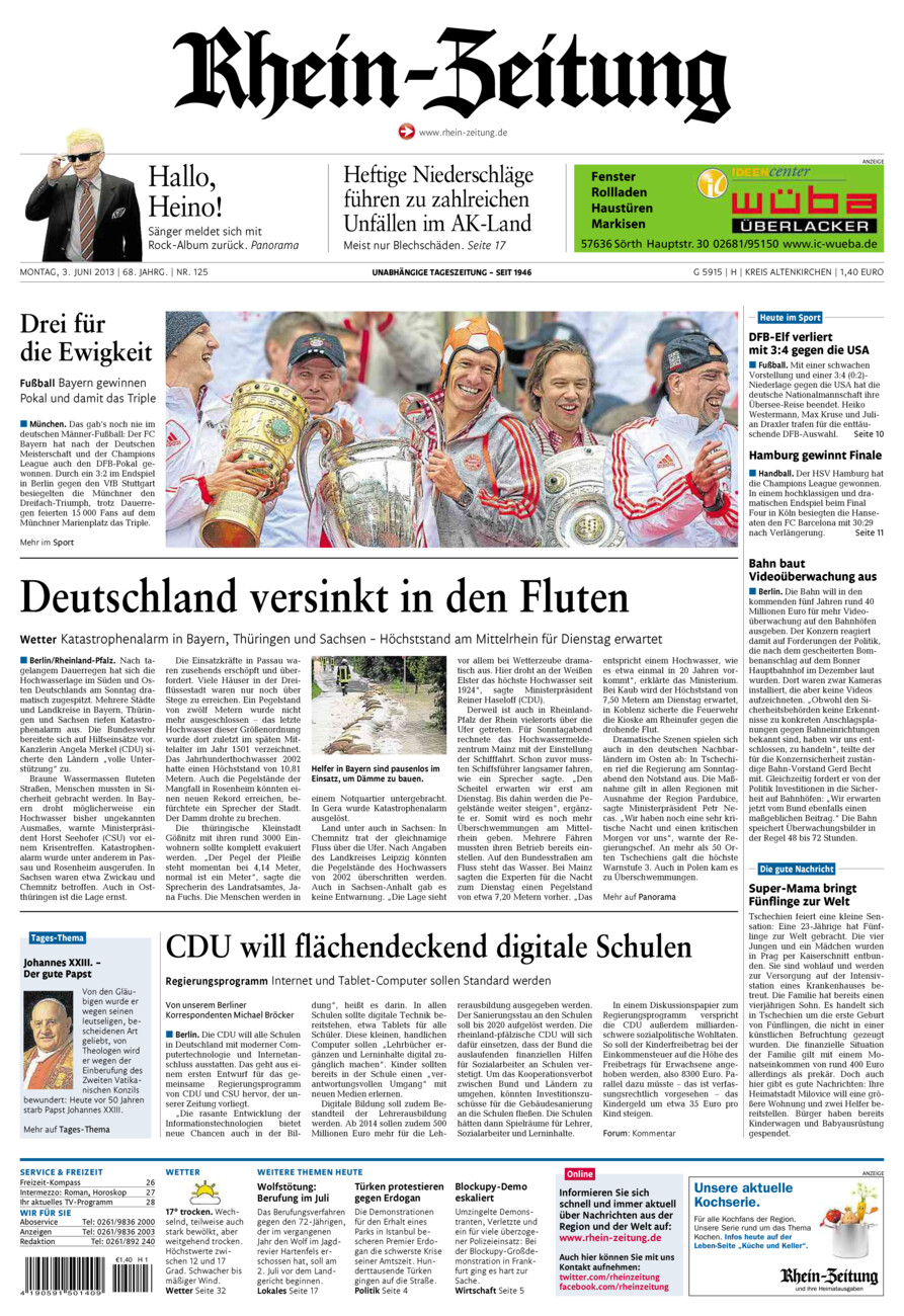 Rhein-Zeitung Kreis Altenkirchen vom Montag, 03.06.2013