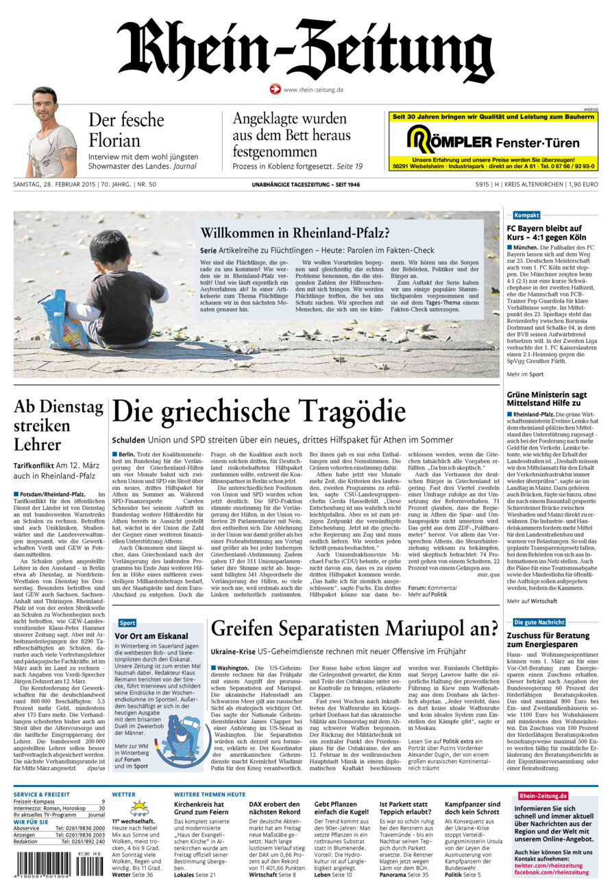 Rhein-Zeitung Kreis Altenkirchen vom Samstag, 28.02.2015