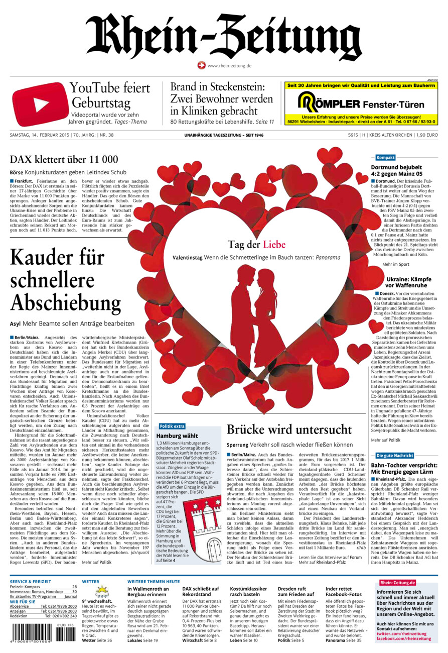 Rhein-Zeitung Kreis Altenkirchen vom Samstag, 14.02.2015