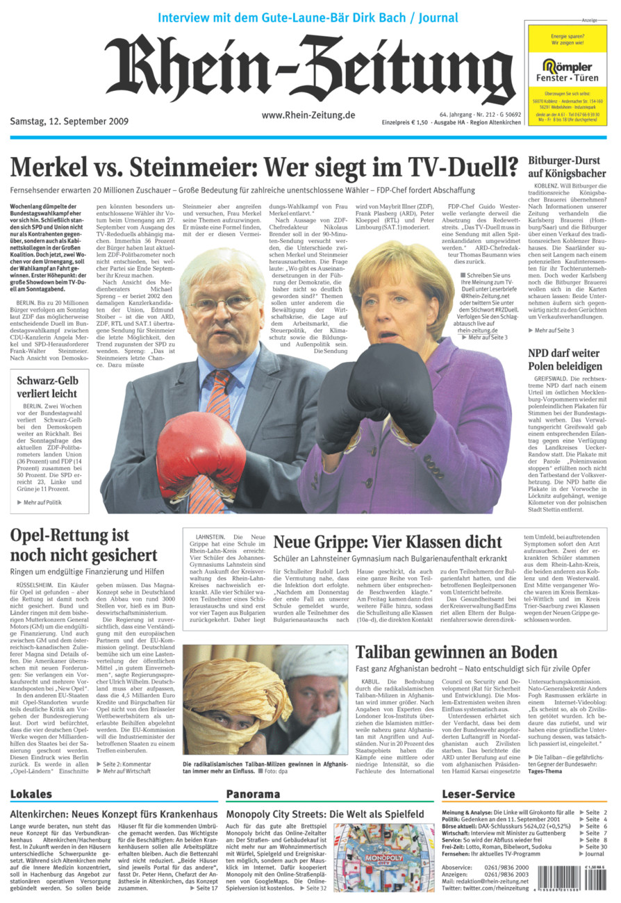 Rhein-Zeitung Kreis Altenkirchen vom Samstag, 12.09.2009