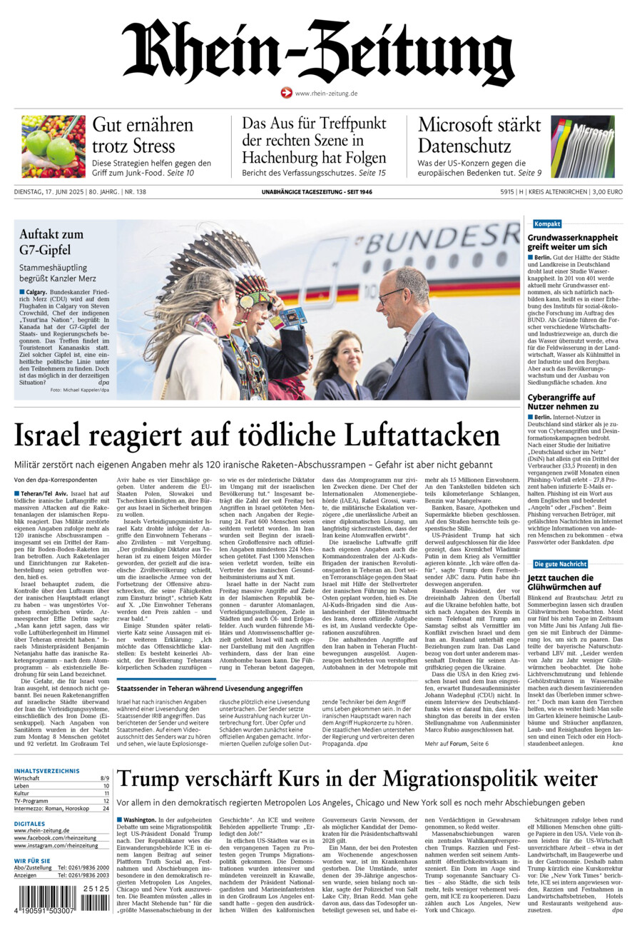 Rhein-Zeitung Kreis Altenkirchen vom Dienstag, 17.06.2025