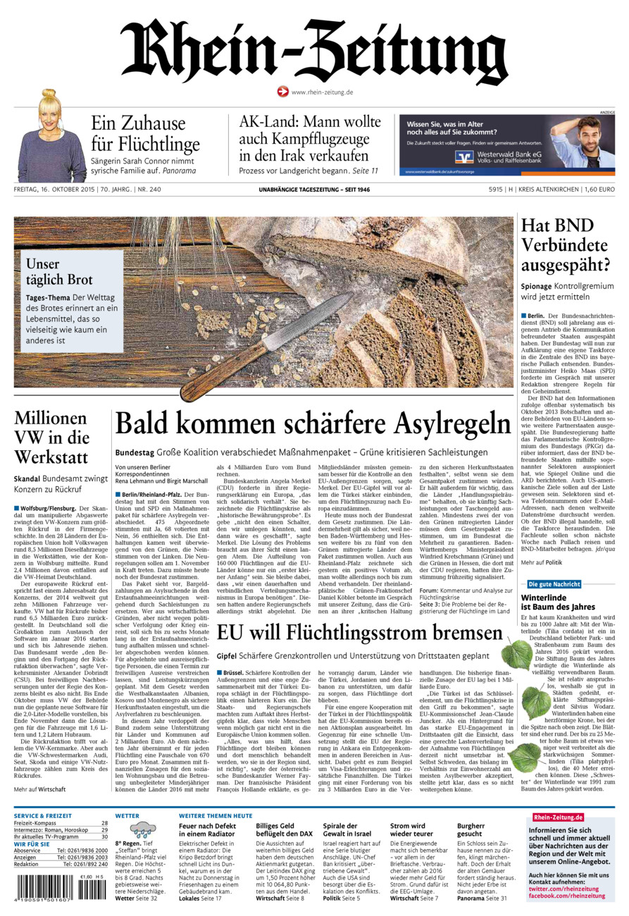 Rhein-Zeitung Kreis Altenkirchen vom Freitag, 16.10.2015