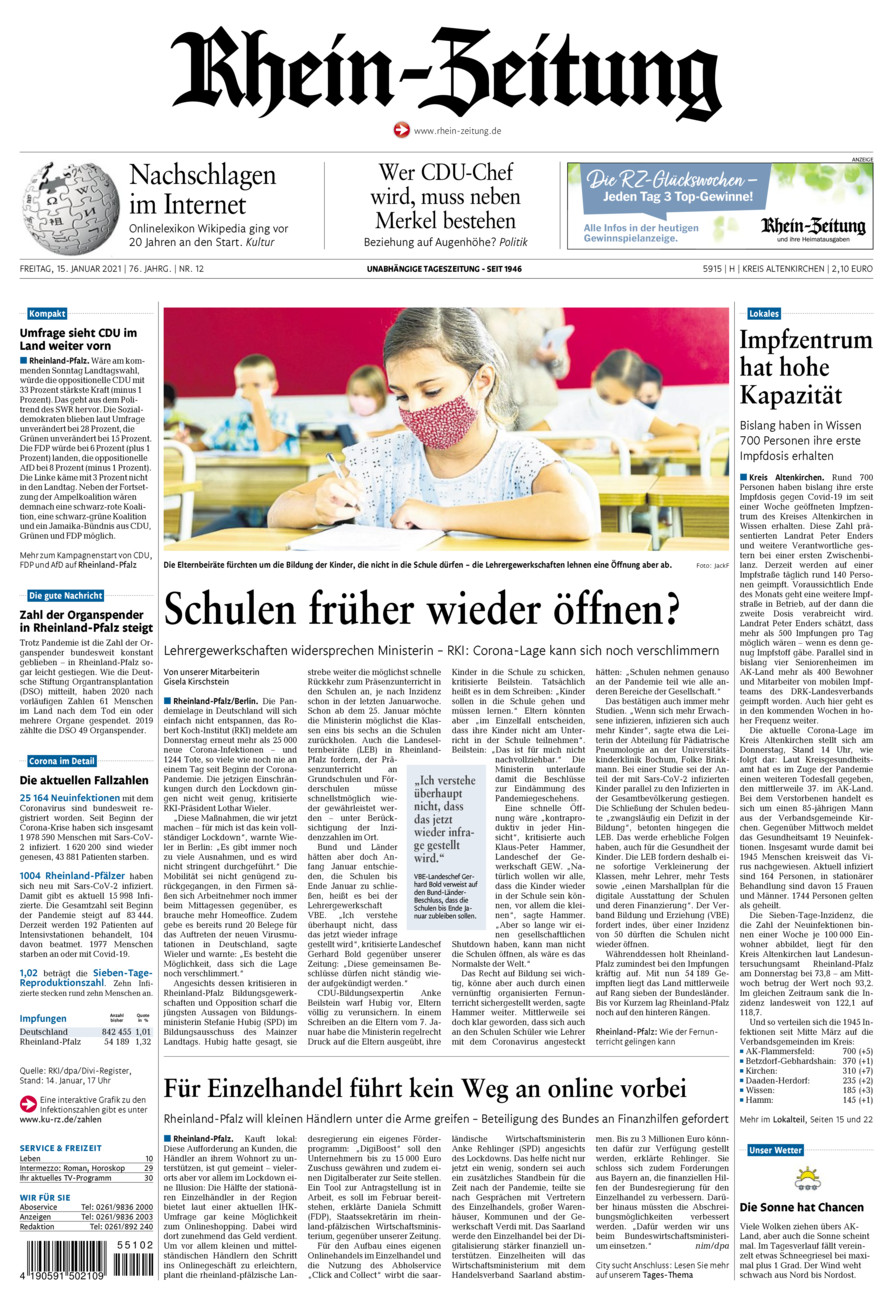 Rhein-Zeitung Kreis Altenkirchen vom Freitag, 15.01.2021