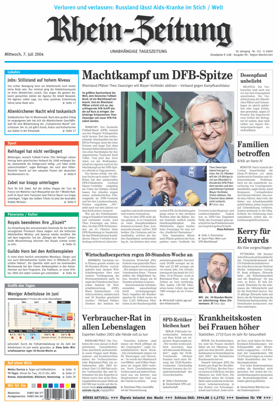 Rhein-Zeitung Kreis Altenkirchen vom Mittwoch, 07.07.2004