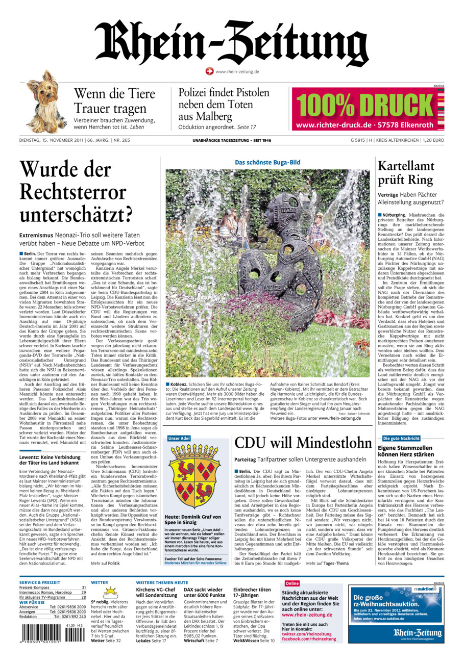 Rhein-Zeitung Kreis Altenkirchen vom Dienstag, 15.11.2011