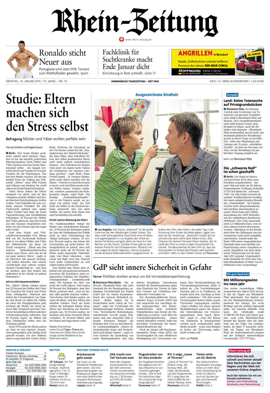 Rhein-Zeitung Kreis Altenkirchen vom Dienstag, 13.01.2015