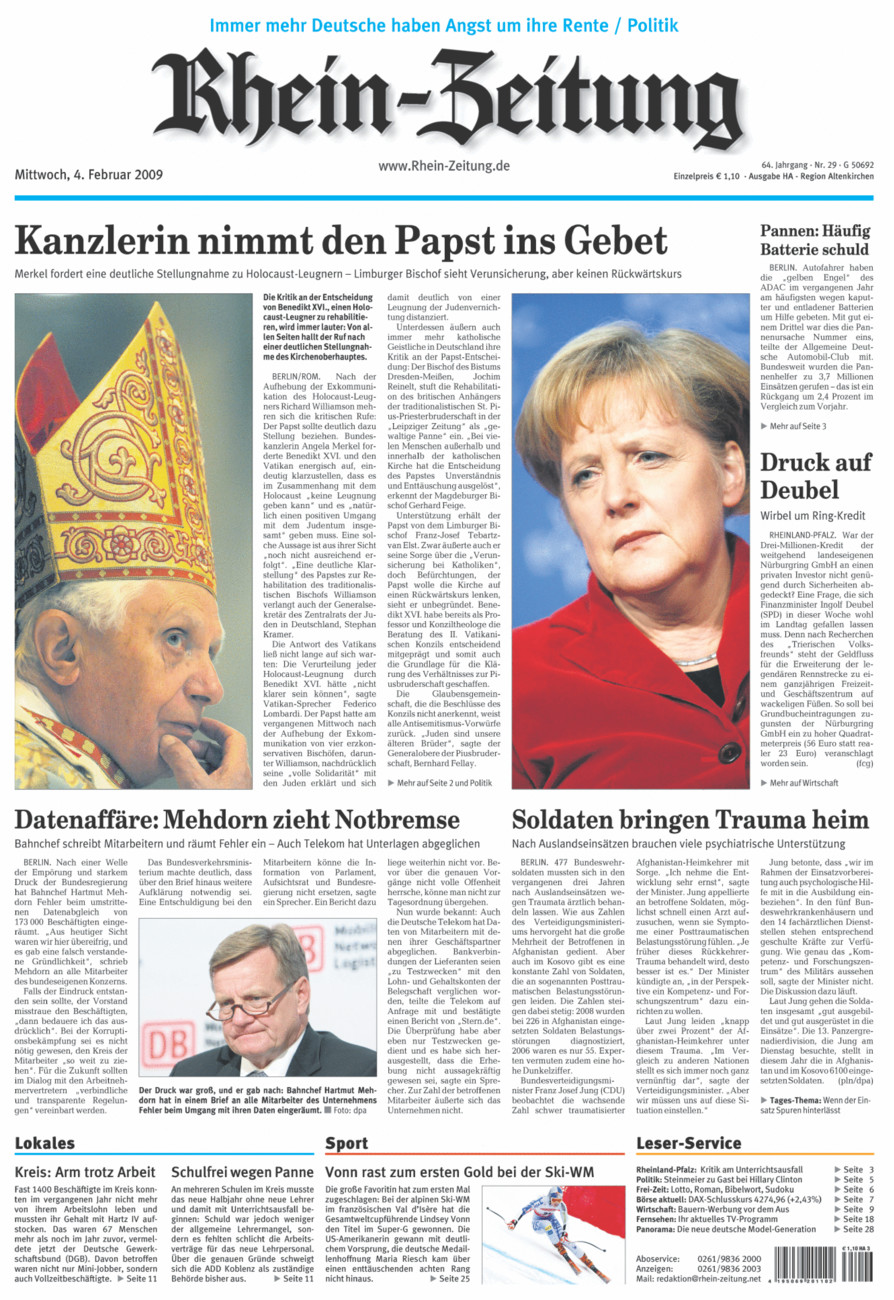 Rhein-Zeitung Kreis Altenkirchen vom Mittwoch, 04.02.2009