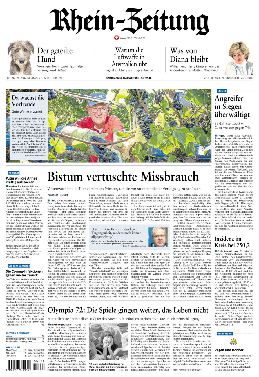 Rhein-Zeitung Kreis Altenkirchen vom Freitag, 26.08.2022