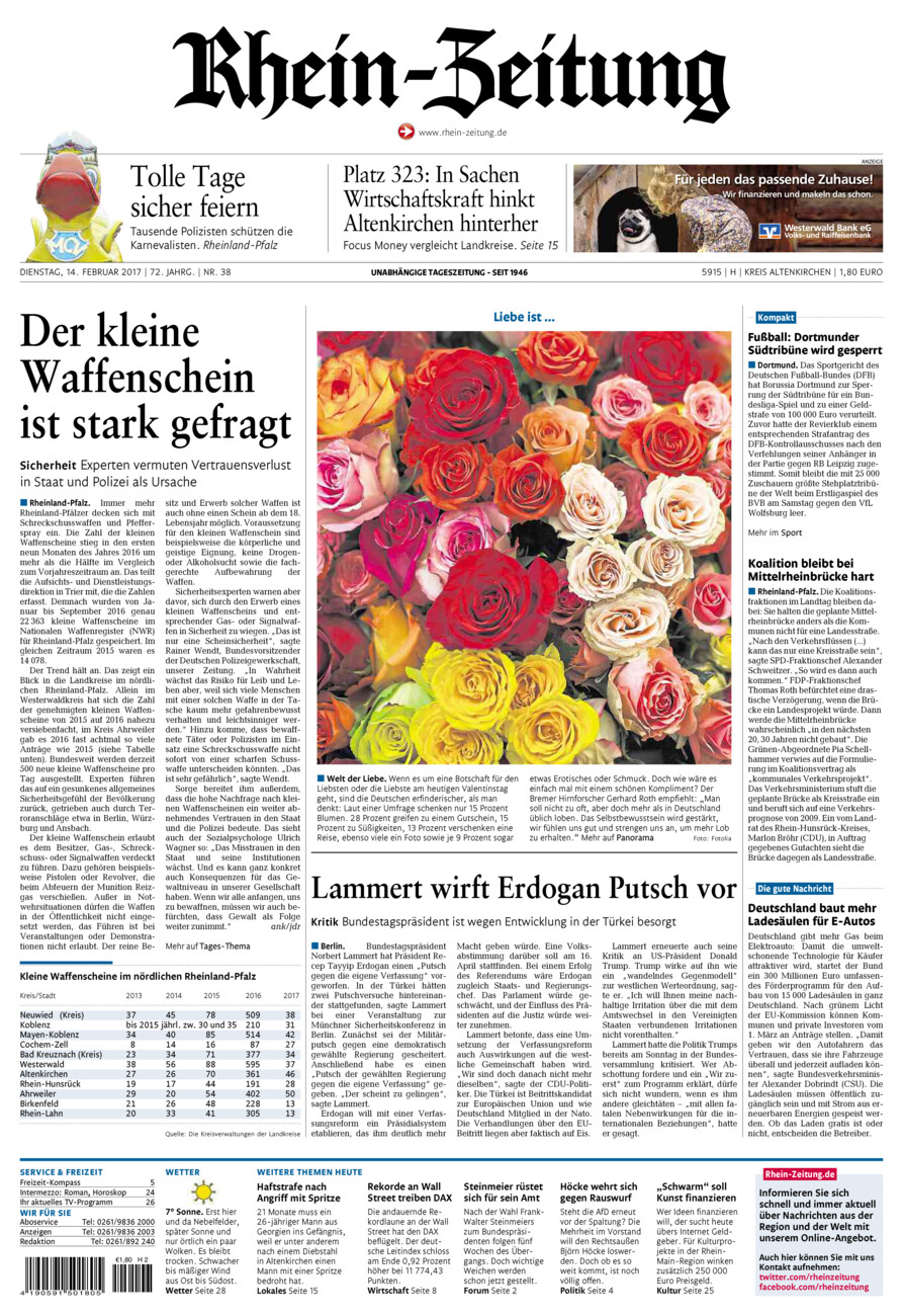 Rhein-Zeitung Kreis Altenkirchen vom Dienstag, 14.02.2017