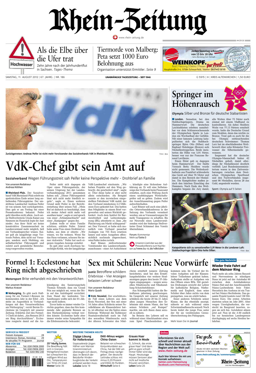 Rhein-Zeitung Kreis Altenkirchen vom Samstag, 11.08.2012