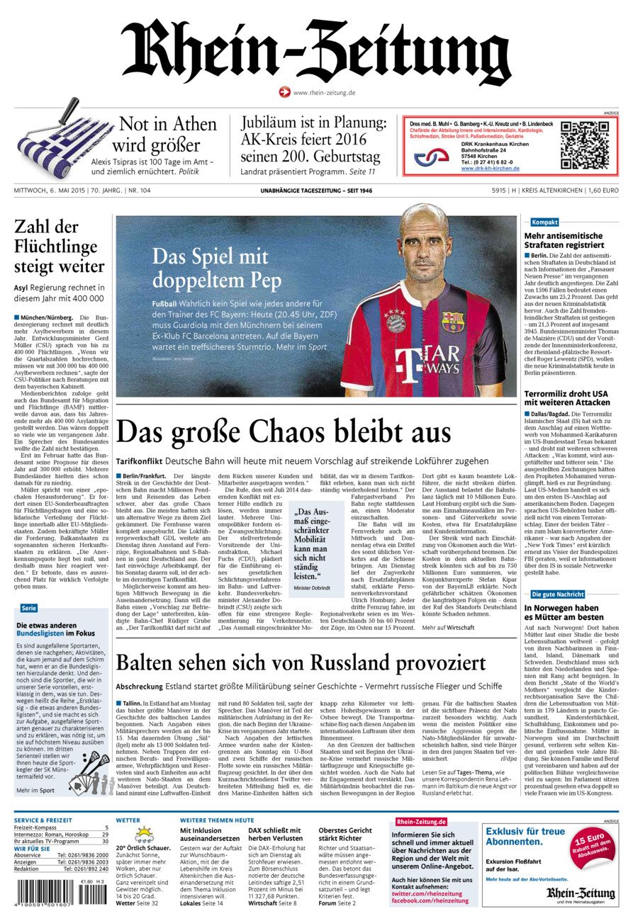 Rhein-Zeitung Kreis Altenkirchen vom Mittwoch, 06.05.2015