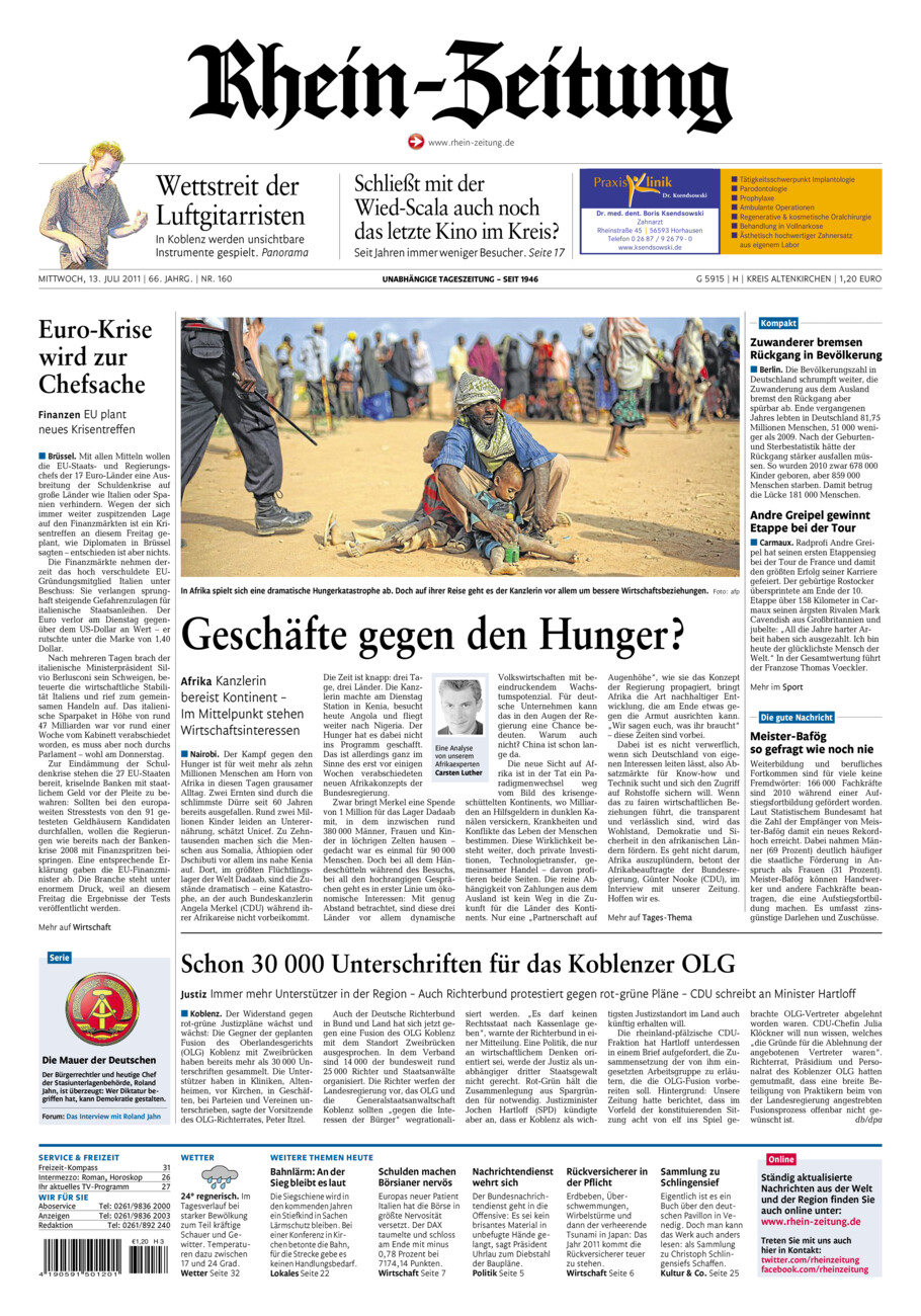 Rhein-Zeitung Kreis Altenkirchen vom Mittwoch, 13.07.2011