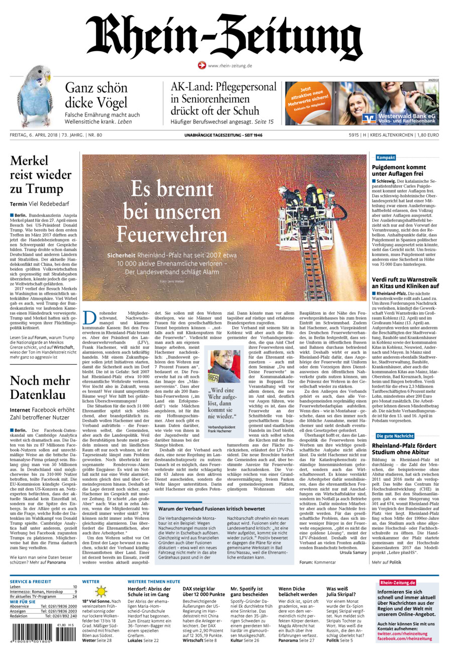 Rhein-Zeitung Kreis Altenkirchen vom Freitag, 06.04.2018