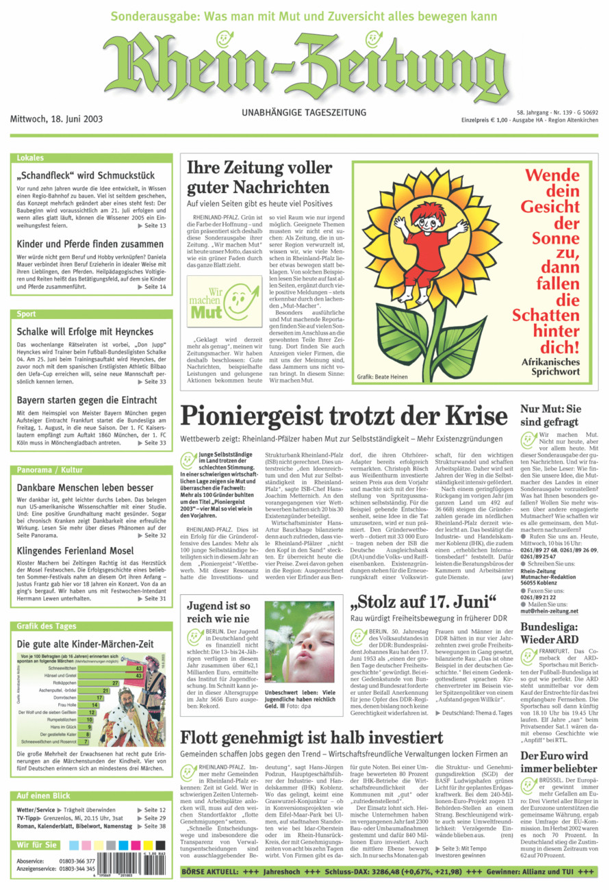 Rhein-Zeitung Kreis Altenkirchen vom Mittwoch, 18.06.2003