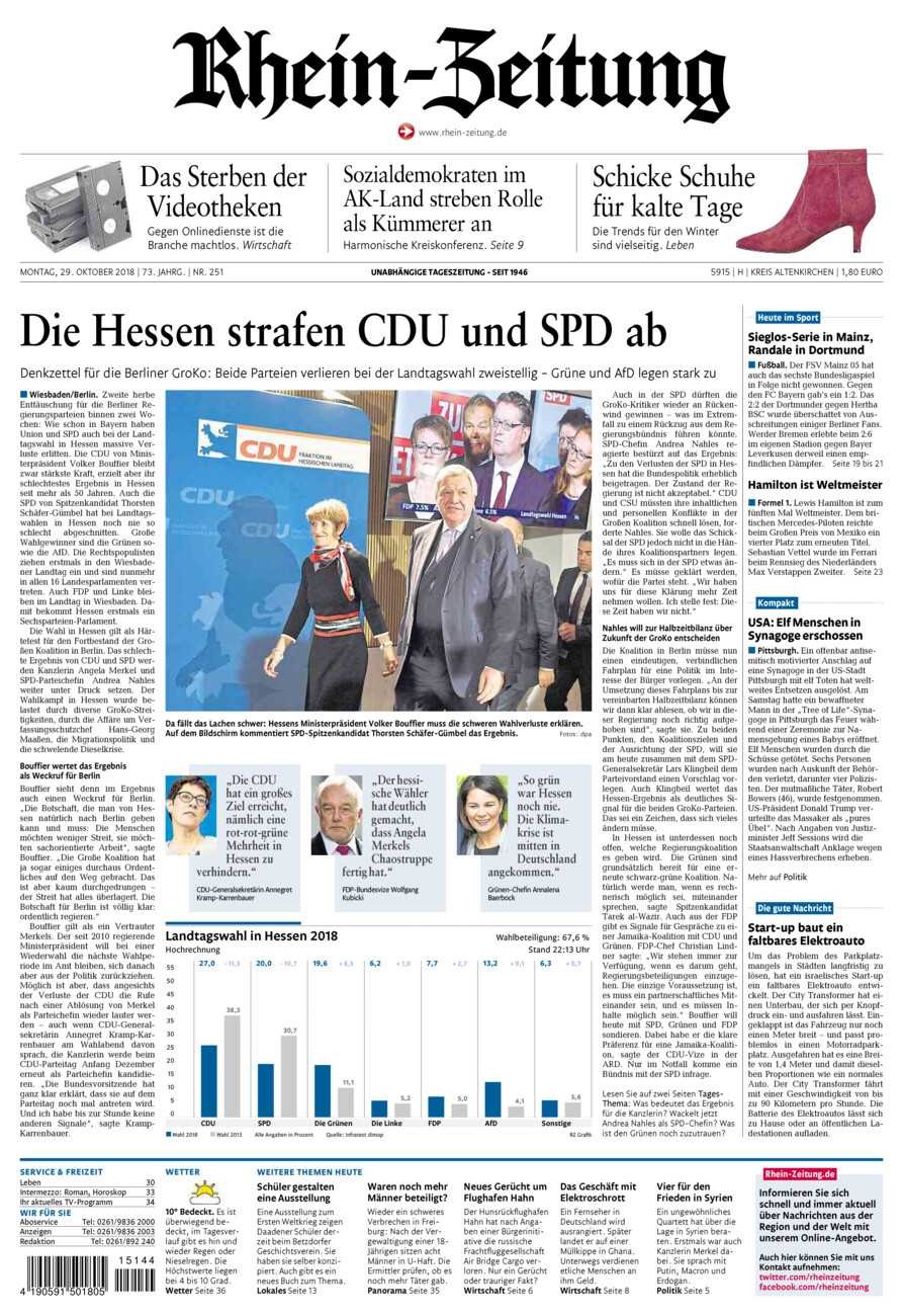 Rhein-Zeitung Kreis Altenkirchen vom Montag, 29.10.2018