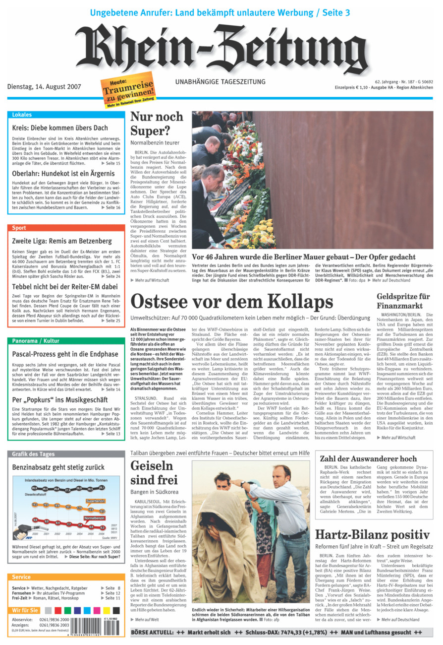 Rhein-Zeitung Kreis Altenkirchen vom Dienstag, 14.08.2007