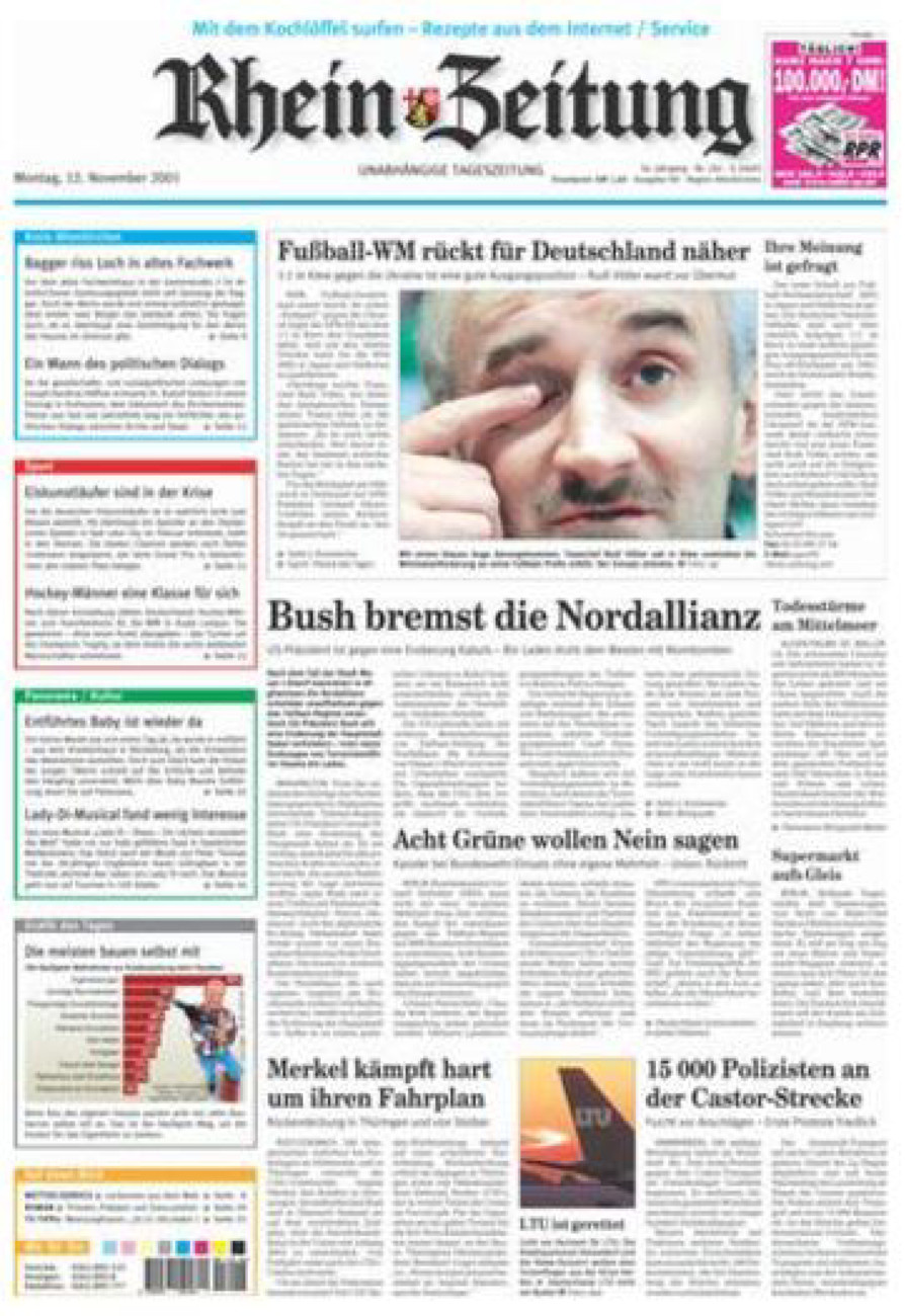 Rhein-Zeitung Kreis Altenkirchen vom Montag, 12.11.2001