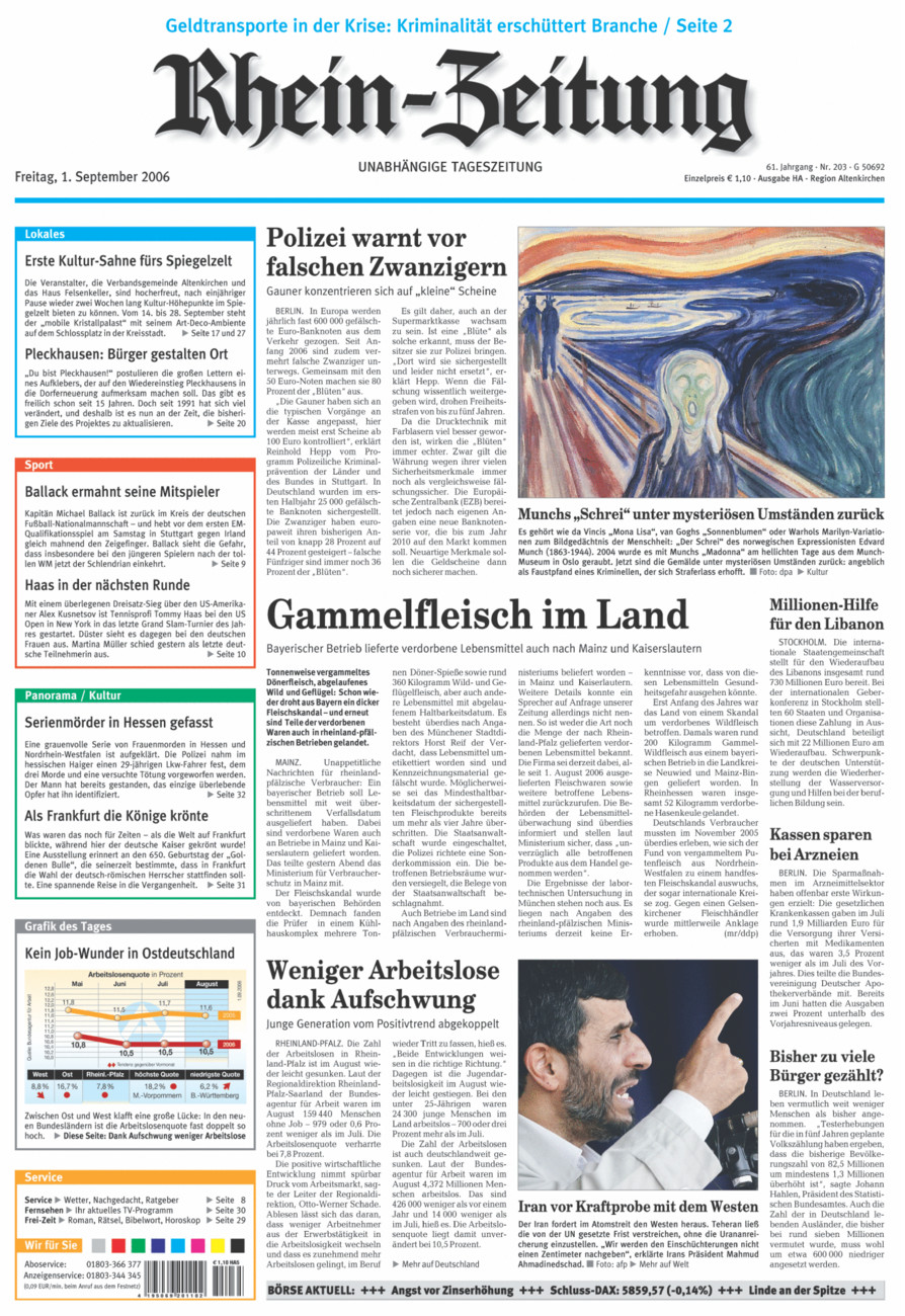 Rhein-Zeitung Kreis Altenkirchen vom Freitag, 01.09.2006
